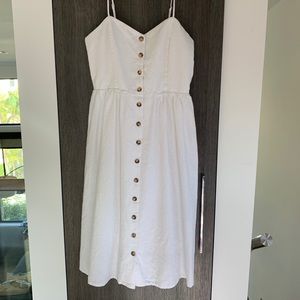 H&M white button front dress